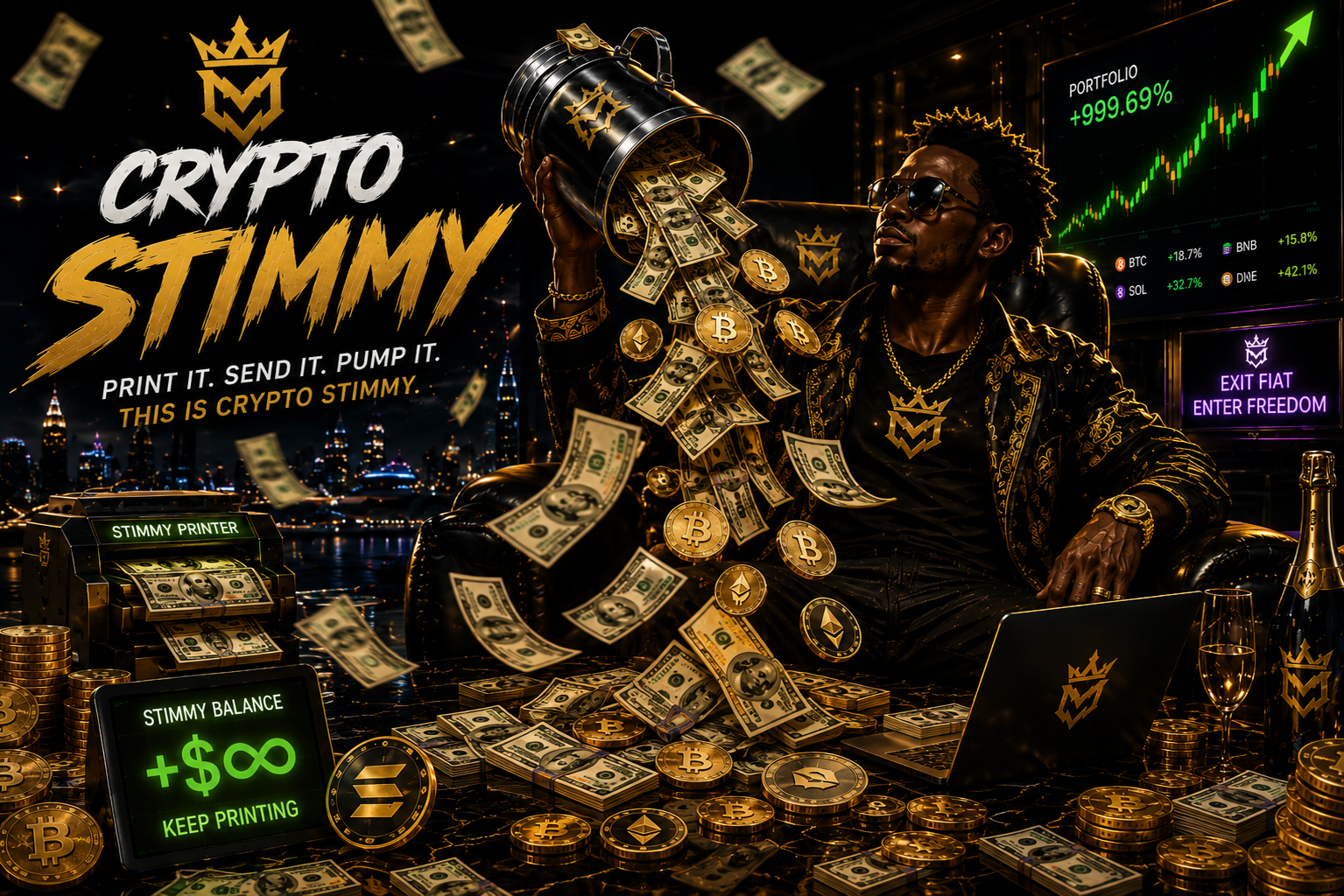Crypto Stimmy — print it, send it, pump it